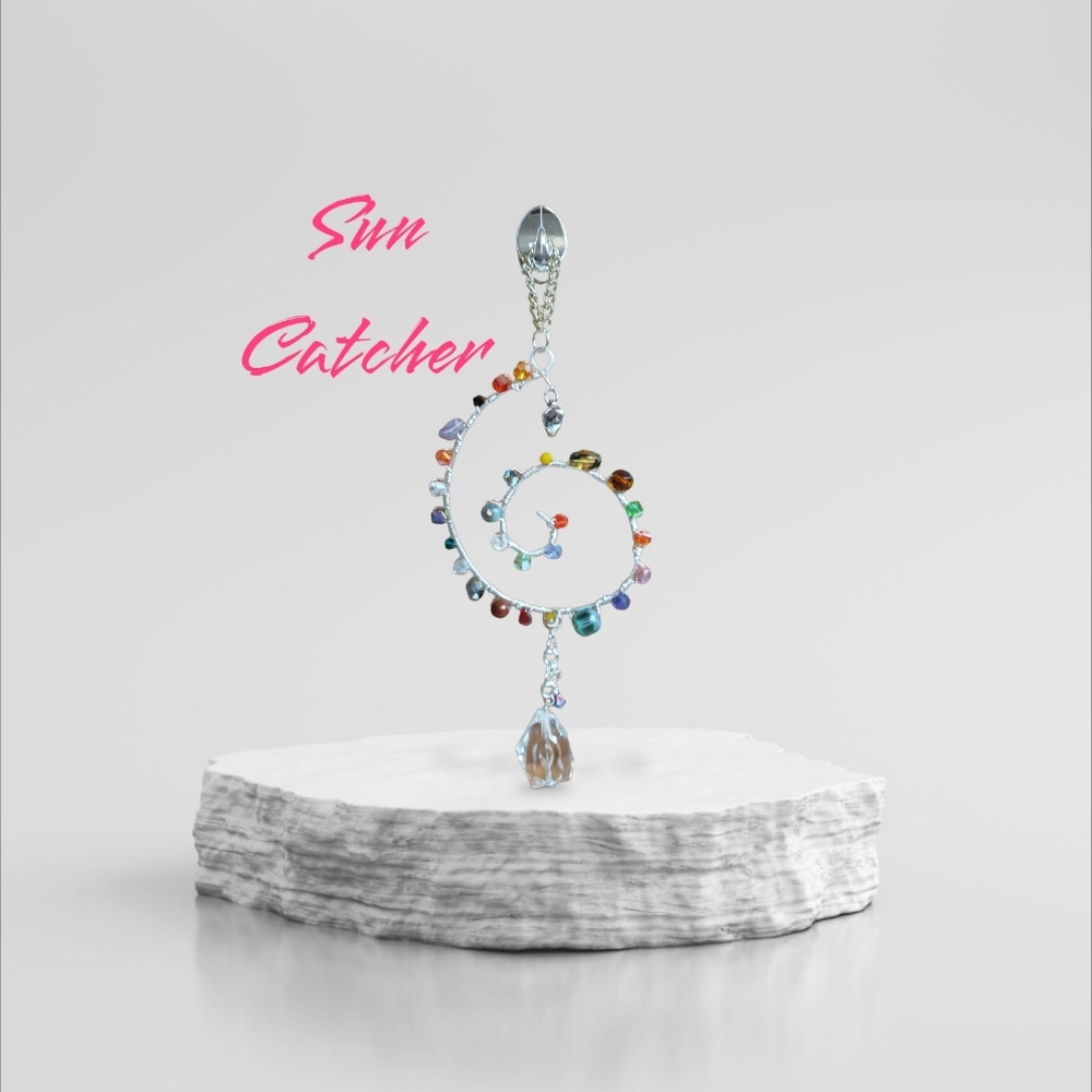 Handcrafted window sun catcher OOAK Boho style multi color
